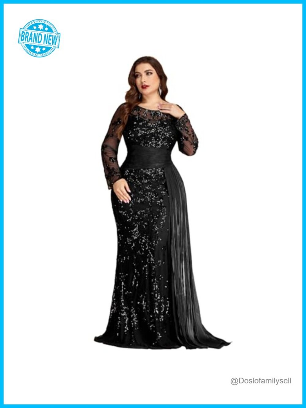 Plus Size V-Neck Embroidered Maxi Formal Wedding Guest Dress